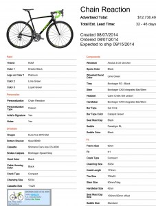 Click on the photo for a complete description of my new bike, all the specs, everything.